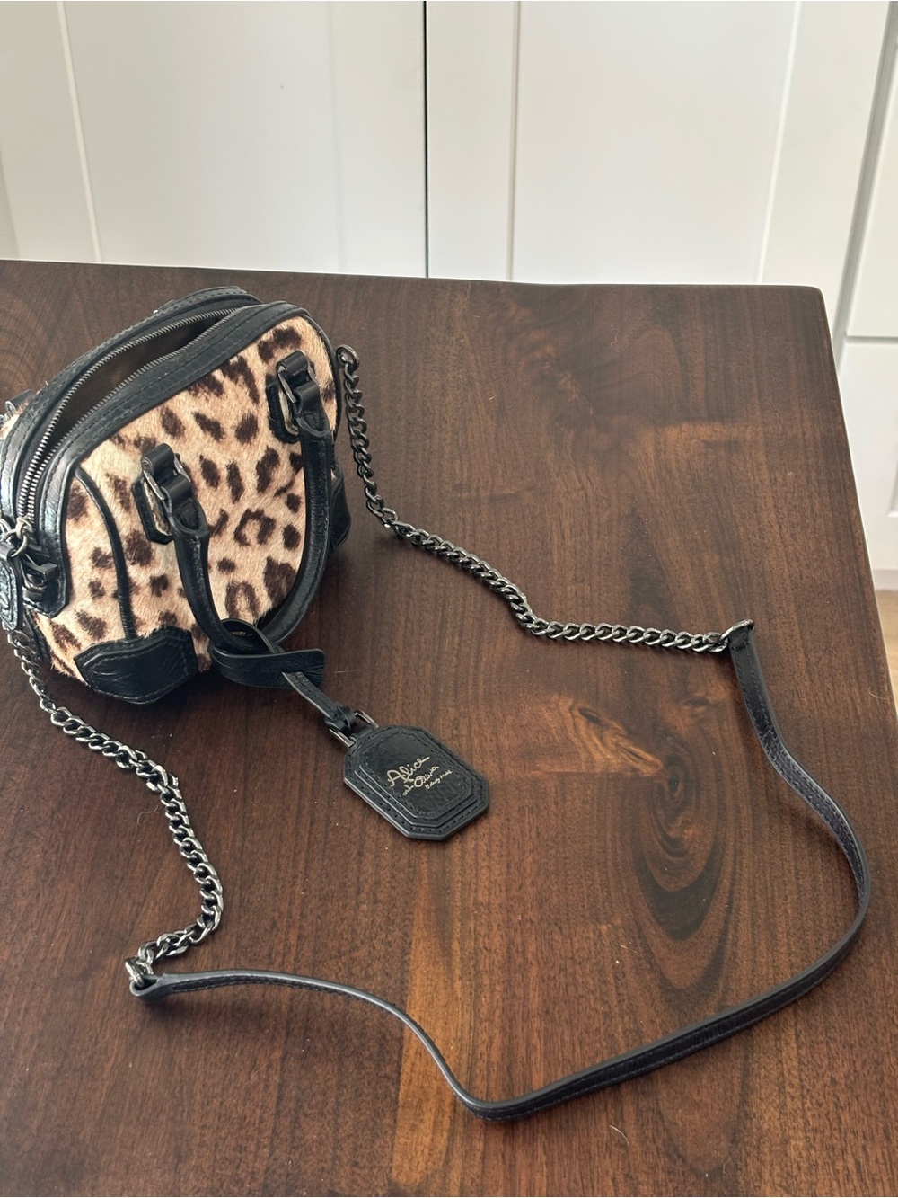 Alice and Olivia Leopard Print Crossbody Bag